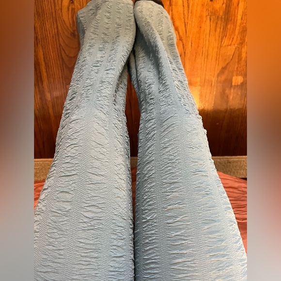Princess Polly Stretchy Thick Flares Gray Blue Textured Pants Size 4 fits S/M - Picture 5 of 12